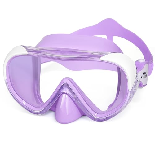 EXP VISION Kids Swim Mask 180 Snorkel Diving Mask AntiFog Child Swim Goggles with Nose Cover NoLeak Swimming Goggles AntiShattered Lens for Youth 415 Amethyst - Image 1