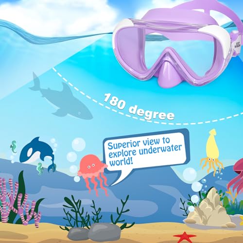 EXP VISION Kids Swim Mask 180 Snorkel Diving Mask AntiFog Child Swim Goggles with Nose Cover NoLeak Swimming Goggles AntiShattered Lens for Youth 415 Amethyst - Image 3