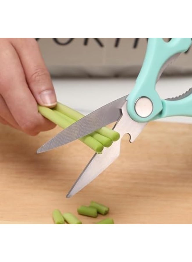 مقص مطبخ متعدد الاستخدامات – ستانلس ستيل مع كاسر مكسرات وفتاحة زجاجات وغطاء واقي (ألوان عشوائية) - Image 3