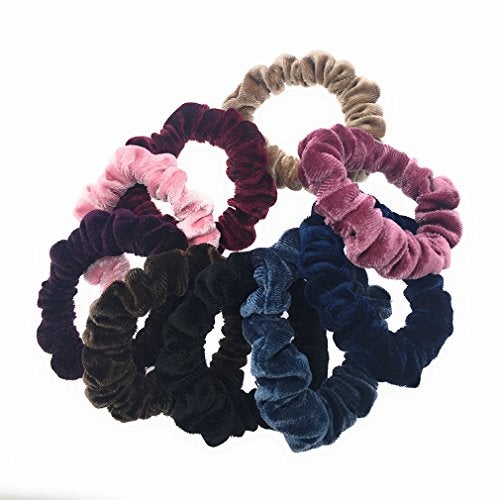 PIDOUDOU 10 Pack Assorted Color Small Velvet Scrunchies for Thin Hair Women Elastic Hair Bands Accessories - Image 5
