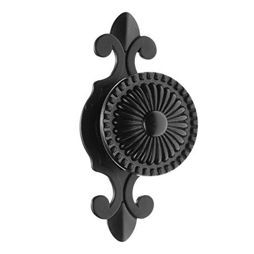 MUXSAM Kitchen Cabinet Knobs Pulls with Backplate, 2 in 1 Retro Round Metal Knob Pull Handle for Antique Dresser Drawer Cabinet Cupboard Wardrobe Door Room Hardware Decoration (5-Pack, Black) - Image 2