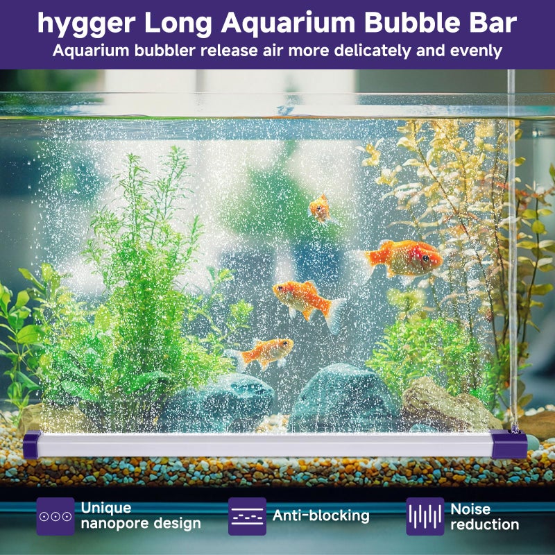 hygger 16.9 Inch Long Aquarium Bubble Bar, Ultra-Fine Quiet Oxygen Diffuser Bubble Curtain Wall, Self-Sinking Design Fish Tank Bubbler Decorations for Freshwater Saltwater - Image 2