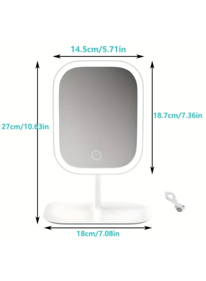 HIAS Luminous LED Makeup Mirror with Touch Sensor – Rechargeable Dimmable Light Vanity Mirror for Dressing Table, Skincare & Beauty Routine | Portable Desktop Mirror with Adjustable Brightness (Pink) - Image 2