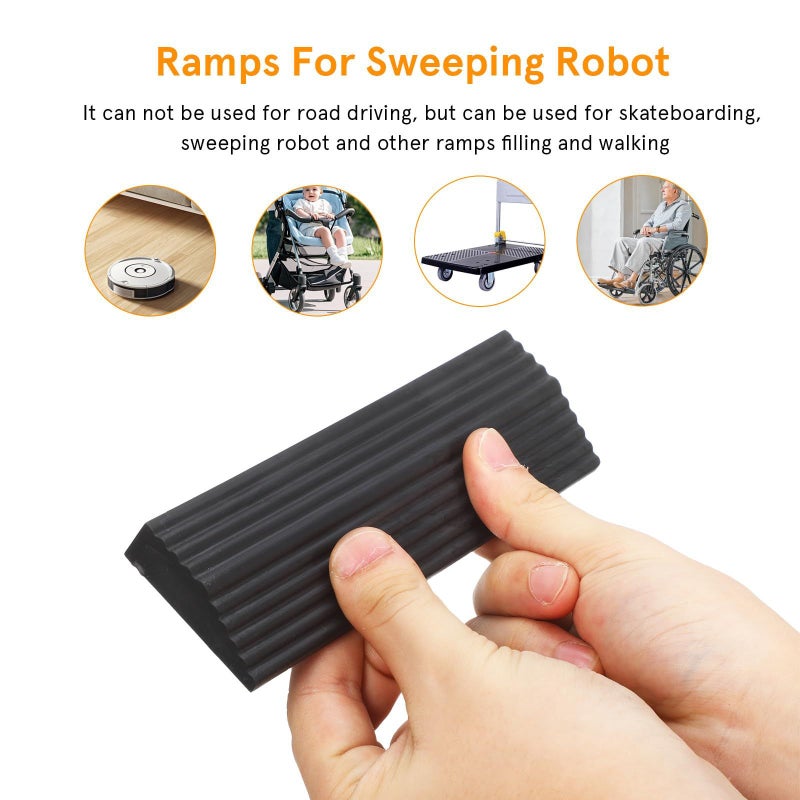 Rubber Sweeping Robot Ramp Cushion Black Interlocking Slope Pad for Doorway Entry - Image 4