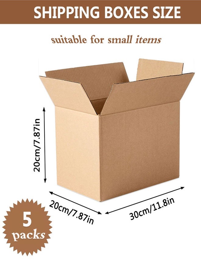 HAWAWA 5 Pack Shipping Boxes, Corrugated Cardboard Box for Moving, Mailing, Packing and Storage 30x20x20cm Brown ﻿ - Image 2