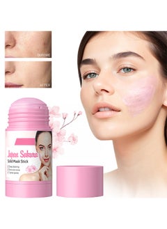 Japau Sakura Solid Mask Stick, Blackhead Remover Face Mask, Clay Mask Purifying Oil, Control Clean Solid Mask, Moisturizing Acne Deep Pore Cleansing, Improve Skin Tone 40g