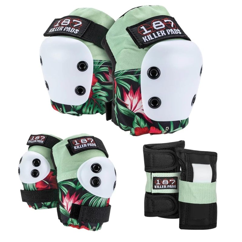 187 Killer Pads 187 كيلر بادز - مجموعة معدات الحماية للتزلج على اللوح - واقيات الركبة، وواقيات المرفق، وحمايات المعصم، هبيسكوس، كبير/أكبر - Image 1