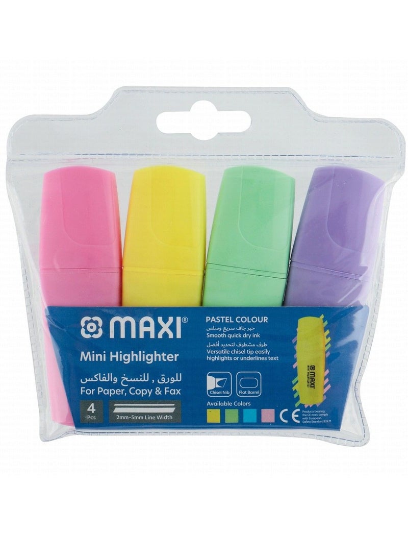 Maxi 4 قطع من الهايلايتر الصغير بألوان الباستيل  - Image 1