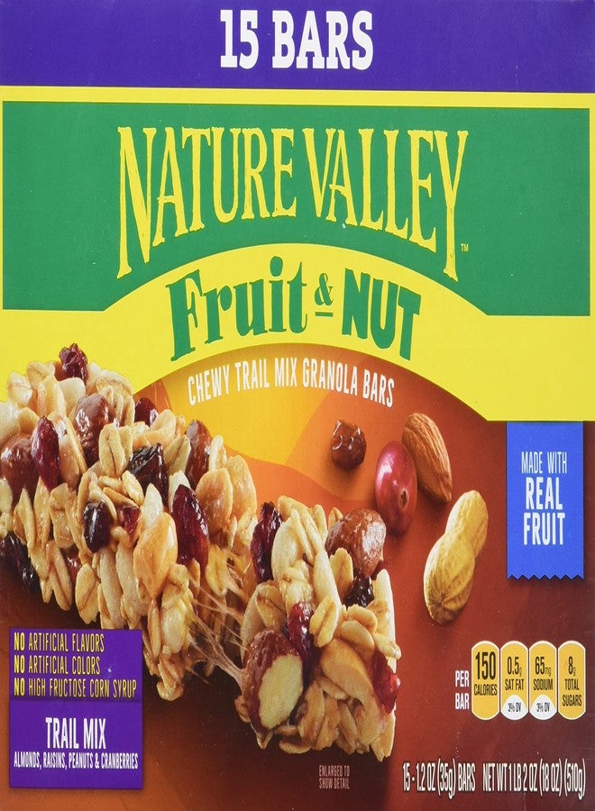 Nature Valley Granola Bars, Fruit & Nut, Chewy Trail Mix Granola Bars, 15 Ounce - Image 1