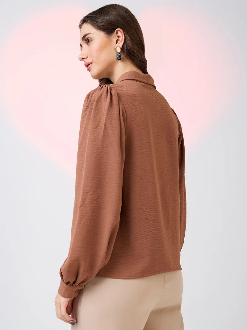 globus Globus Women Collared Neck Cuffed Sleeves Shirt Style Workwear Top