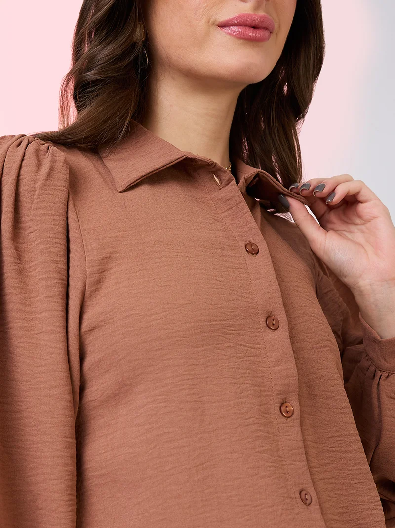 globus Globus Women Collared Neck Cuffed Sleeves Shirt Style Workwear Top