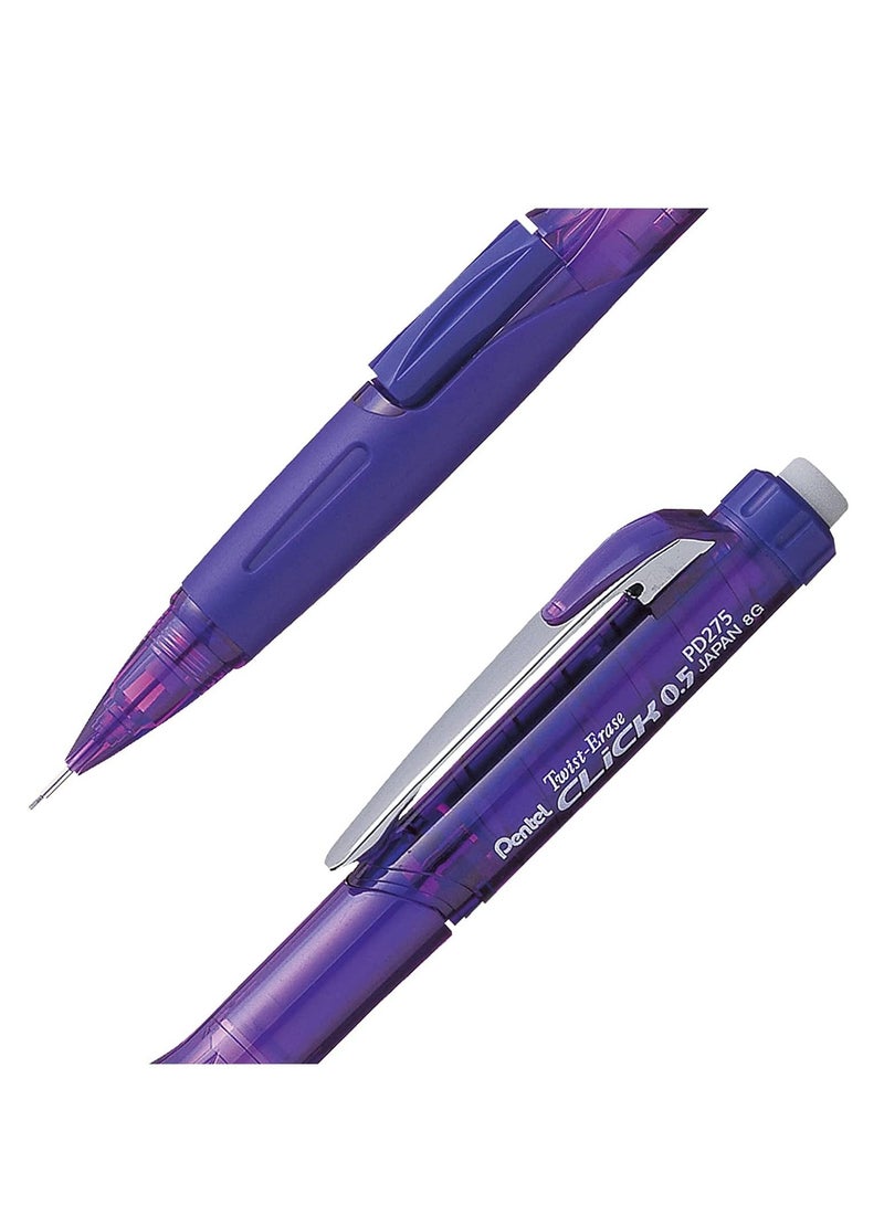 Pentel قلم رصاص ميكانيكي 4 قطع رأس 0.5 مم جسم بنفسجي - Image 2
