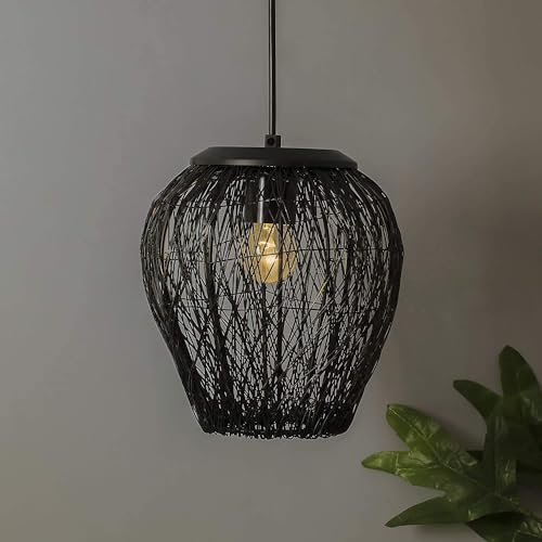 Lexton Wire Mesh Hanging Ceiling Pendant Lamp Light Fixture | Bedroom, Restaurant, Indoor Or Home Decoration (Corded Electric, Black, Pack of 1, Bulb Not Included) - Image 1