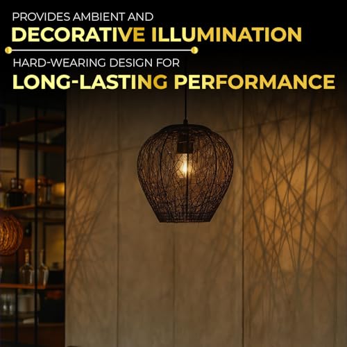Lexton Wire Mesh Hanging Ceiling Pendant Lamp Light Fixture | Bedroom, Restaurant, Indoor Or Home Decoration (Corded Electric, Black, Pack of 1, Bulb Not Included) - Image 3
