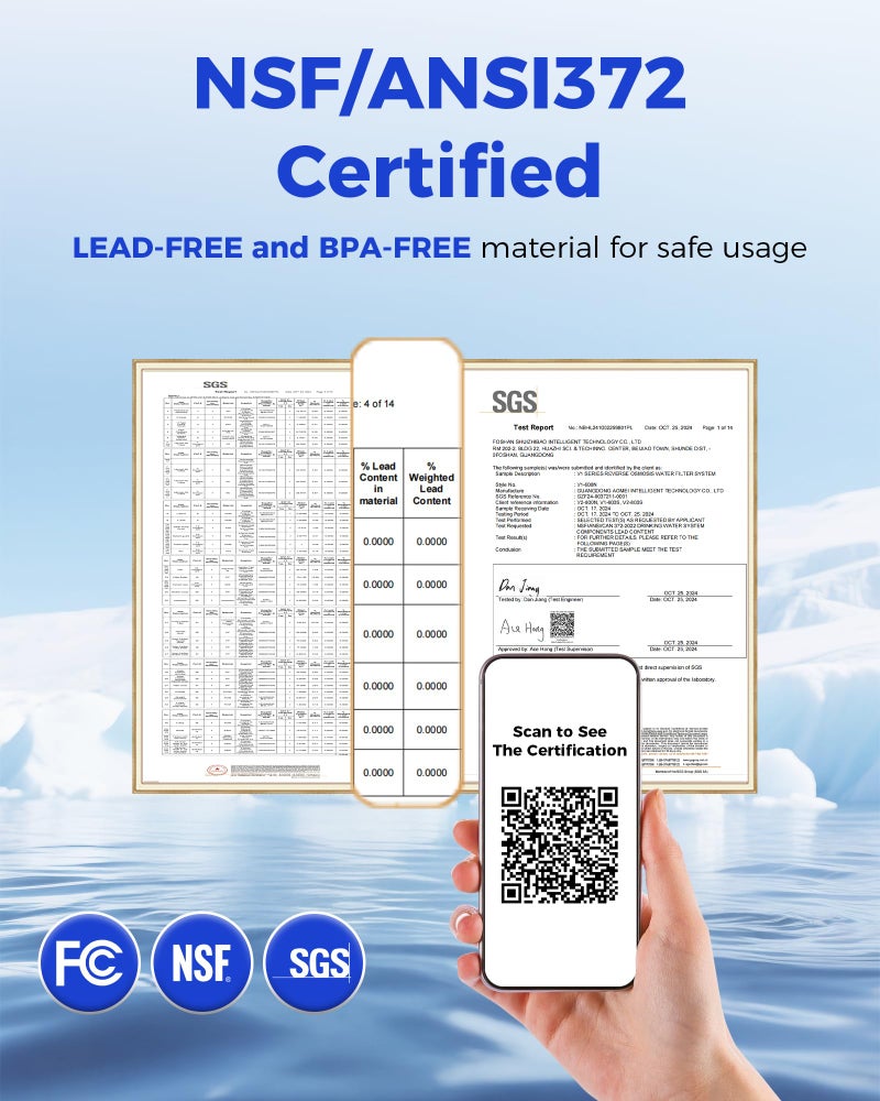 VonWater 800GPD Under Sink Tankless Reverse Osmosis System,7-Stage RO Water Filtration System, NSF/ANSI 372 Certified RO Drinking Water Filter, FCC Listed, Reduce TDS,PFAS,Odor, 2:1 Pure to Drain - Image 3