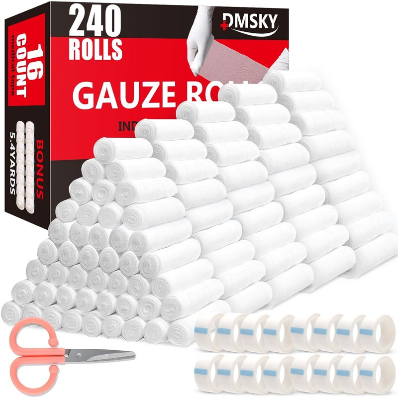 Dmsky 240 Pack Gauze Rolls Bandages 4 in x 41 Yards Individually Wrapped Breathable Rolled Gauze Premium First Aid Supplies  Medical Supplies for Wounds - Image 1