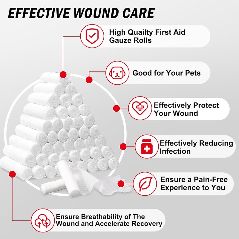 Dmsky 240 Pack Gauze Rolls Bandages 4 in x 41 Yards Individually Wrapped Breathable Rolled Gauze Premium First Aid Supplies  Medical Supplies for Wounds - Image 4