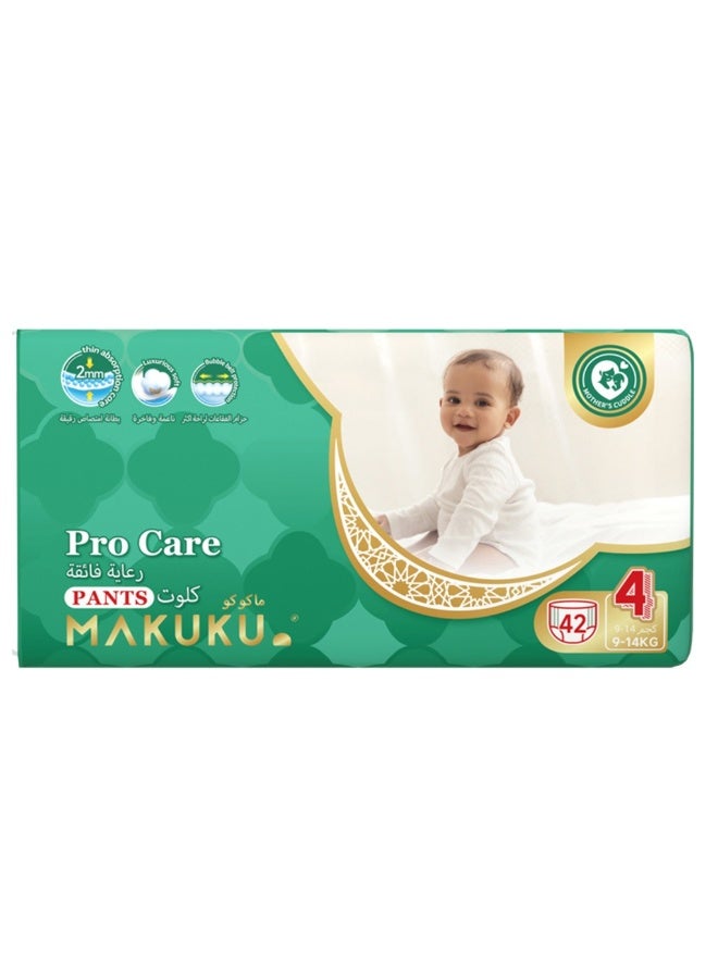 Makuku Pro Care Premium Baby Diaper Pants, Size 4, Large For 9 To 14Kg Baby, Pack of 42's