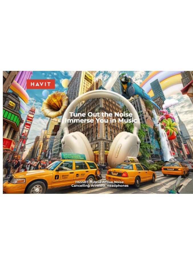 havit - Havit Wireless Noise Canceling Headphones Beige H655BT - Image 1