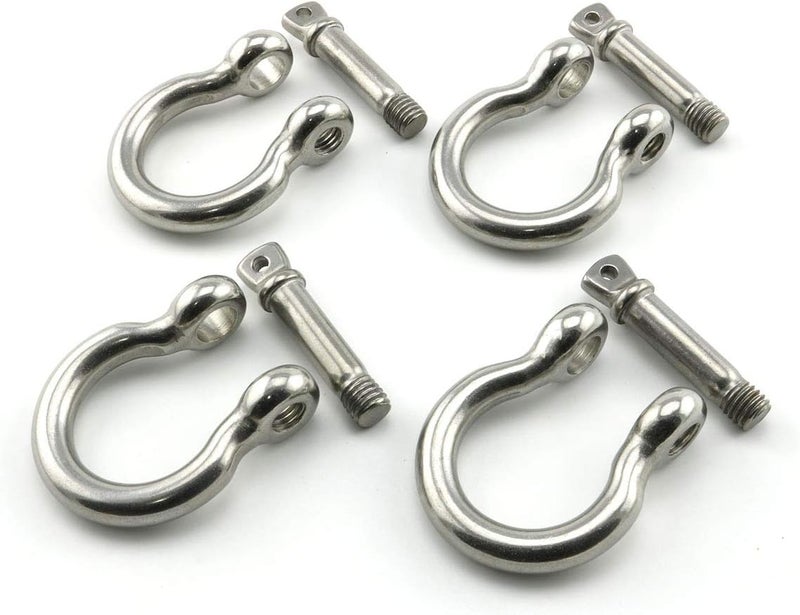 Lind Kitchen 4pcs 5/16 Inch Stainless Steel Bow Shackle Screw Pin Anchor Shackle Hardware Rigging Outdoor Tools for Survival Rope Paracord Camping Bracelet Bow Buckle M8 - Image 2