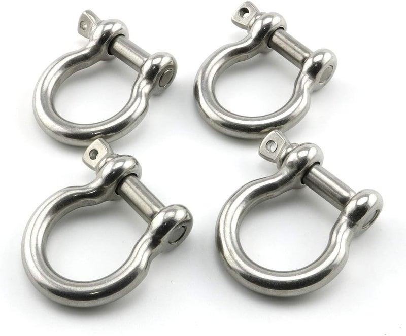 Lind Kitchen 4pcs 5/16 Inch Stainless Steel Bow Shackle Screw Pin Anchor Shackle Hardware Rigging Outdoor Tools for Survival Rope Paracord Camping Bracelet Bow Buckle M8 - Image 1