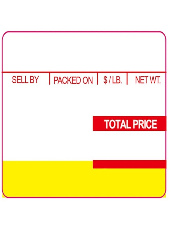 VisionTechShop ISHIDA 1819 Printing Scale Label, AC, Astra, RED/Yellow UPC 64mm x 47mm, 800 Per Roll, 12 Rolls per Case - Image 1