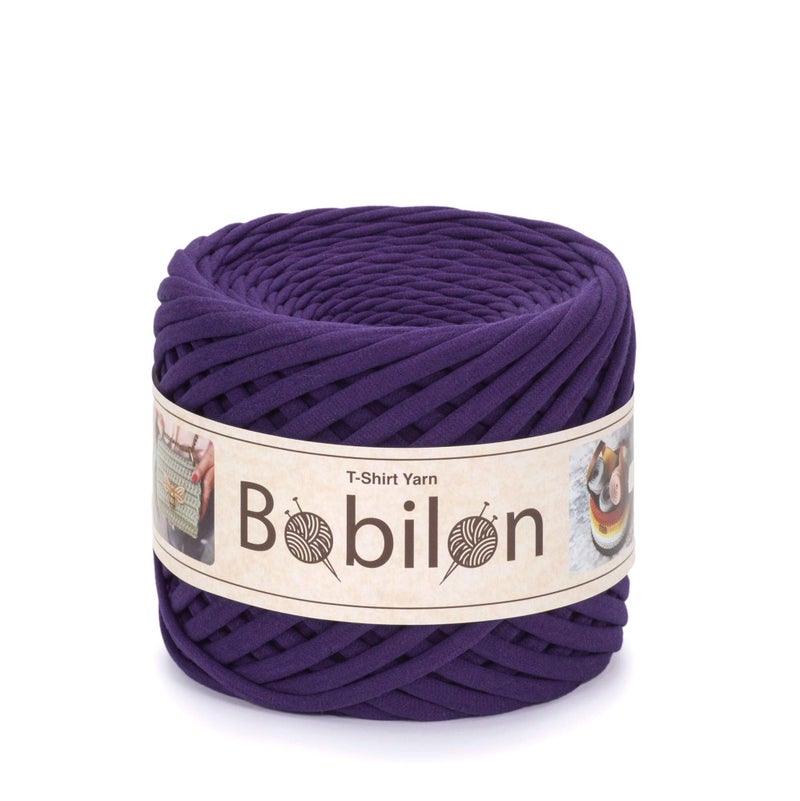 Cotton TShirt Yarn 35 mm Jersey Ribbon for Crochet Knitting Macrame DIY Crafts 110 Yards Fettuccini Zpagetti Style Organic Cotton Thread Violet