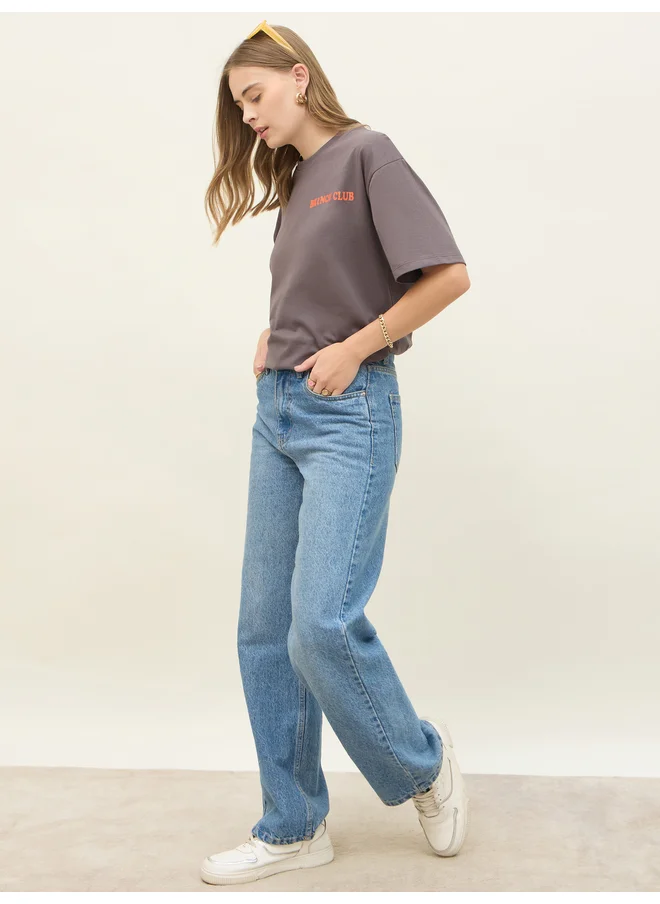 Styli Styli Brunch Club Graphic Short Sleeve Oversized T-Shirt