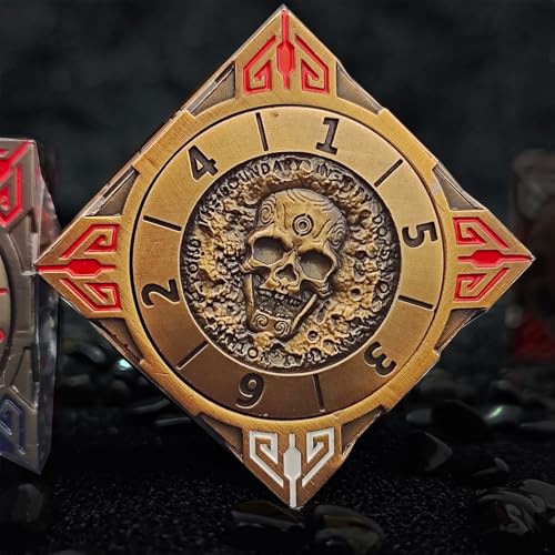 FLUEFOWL DND Spinner Dice Metal Dice Set with 3D Relief for DND Gifts Polyhedral Roleplaying Game Dice Fantasy DD Tabletop RPG Accessories for DM Player Ancient Gold - Image 5