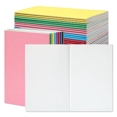miikoul 24 Pack A5 Blank Journal Notebooks in Bulk, Colorful Soft Cover Unlined Paper for Kids Student Traveler Drawing Writing Take Notes and Plan, 8.3x5.5 Inches, 80 GSM, 60 Pages/30 Sheets - Image 1