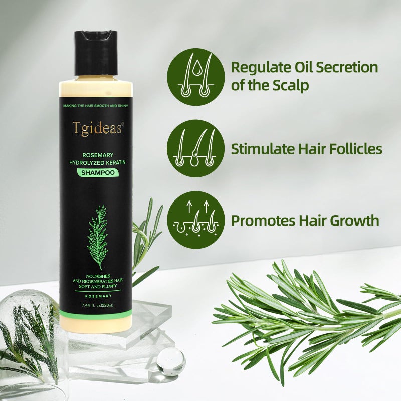 Tgideas Organic Rosemary Hair Growth Shampoo for Women and Men-Natural Thickening & Strengthening Shampoo with Hydrolyzed Keratin for Thinning Hair & Hair Loss 7.4 fl.oz - Image 4