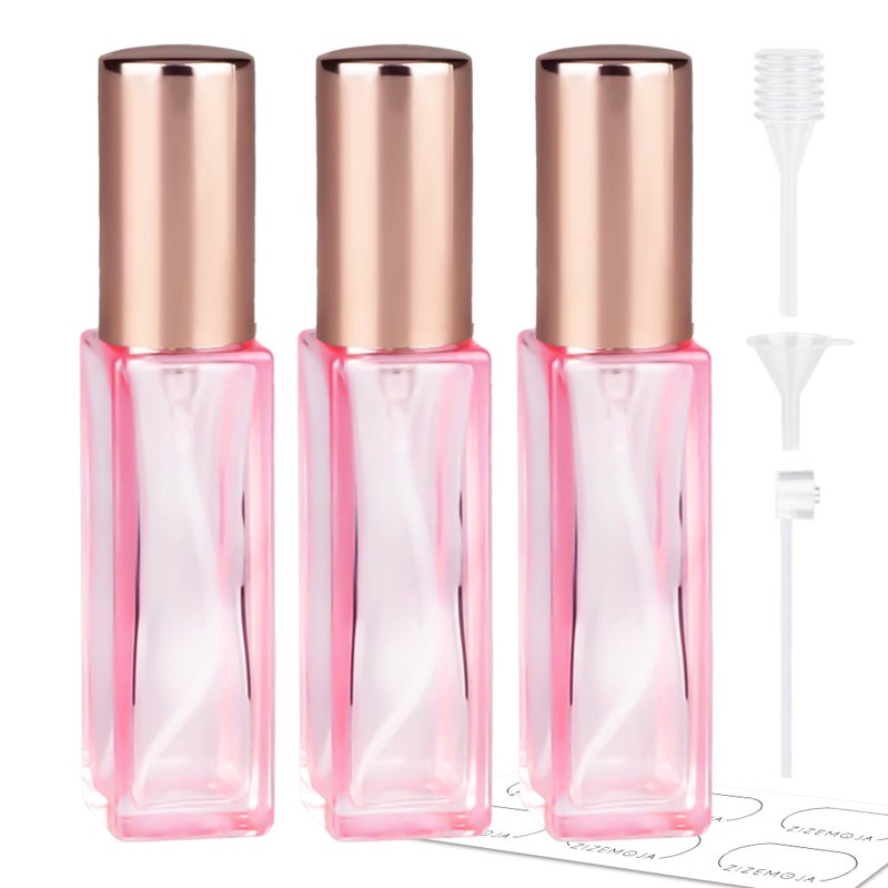 ZIZEMOJA Perfume Refill Bottle, Mini Leak-proof Portable Perfume Travel Refillable Dispenser, 3pcs 10ml Empty Atomizer Sprayer, Pocket Glass Bottle with Funnel and Pipette for Cologne (Light Pink) - Image 1