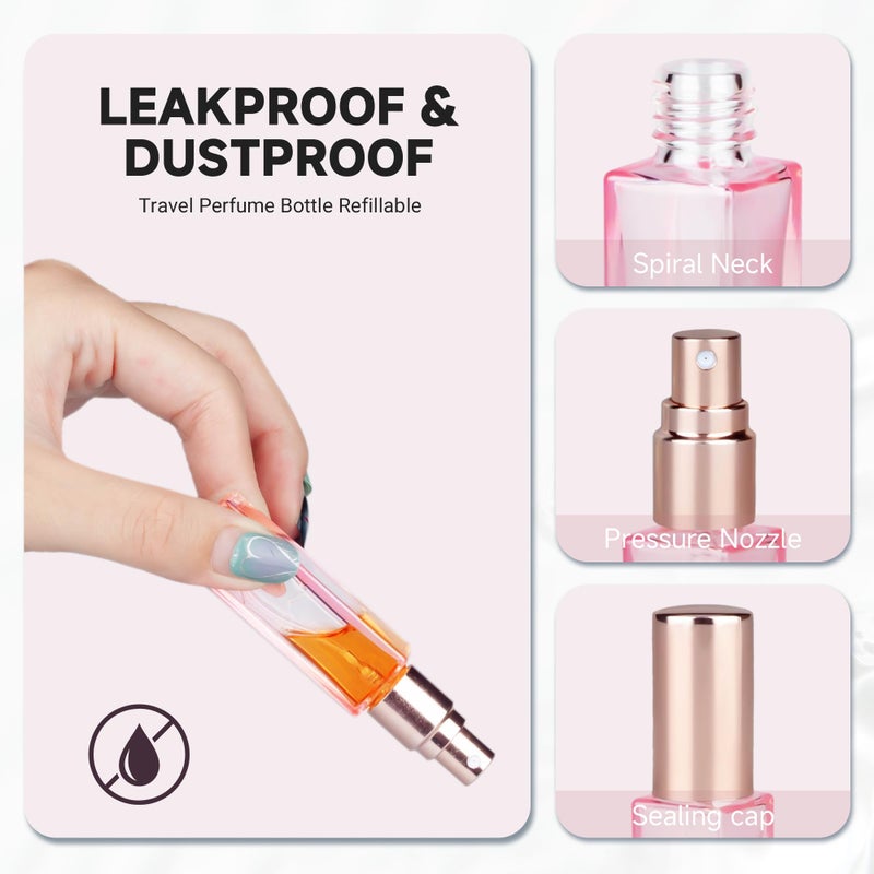 ZIZEMOJA Perfume Refill Bottle, Mini Leak-proof Portable Perfume Travel Refillable Dispenser, 3pcs 10ml Empty Atomizer Sprayer, Pocket Glass Bottle with Funnel and Pipette for Cologne (Light Pink) - Image 3