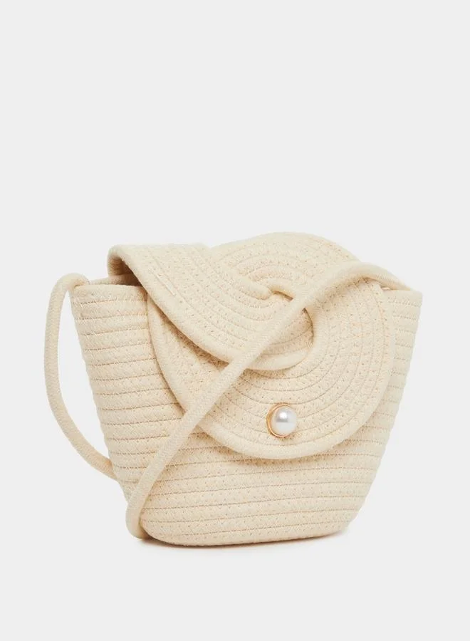 Styli Styli Embellished Faux Pearl Crossbody Bag