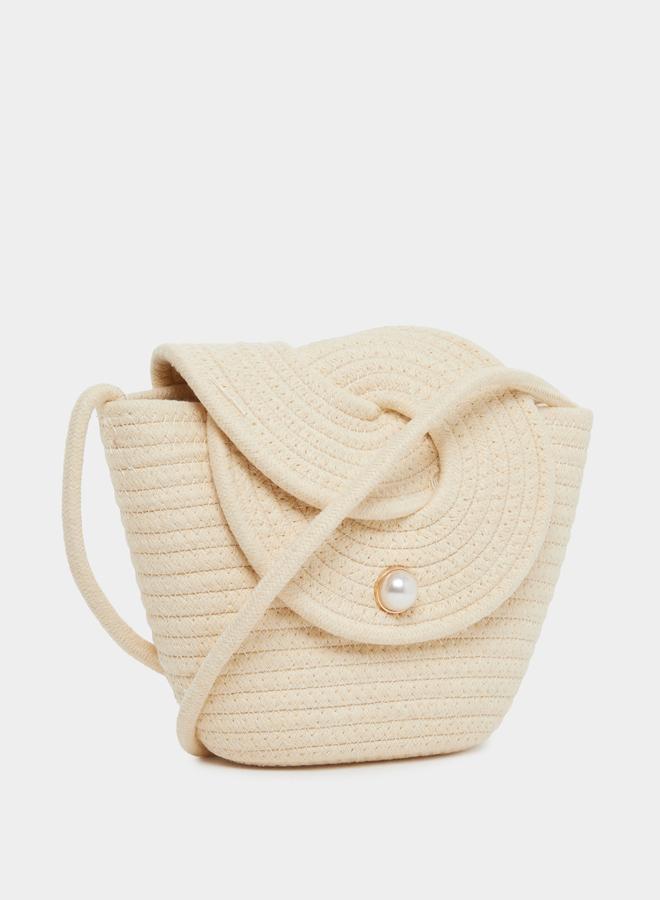 Styli Embellished Faux Pearl Crossbody Bag - Image 1