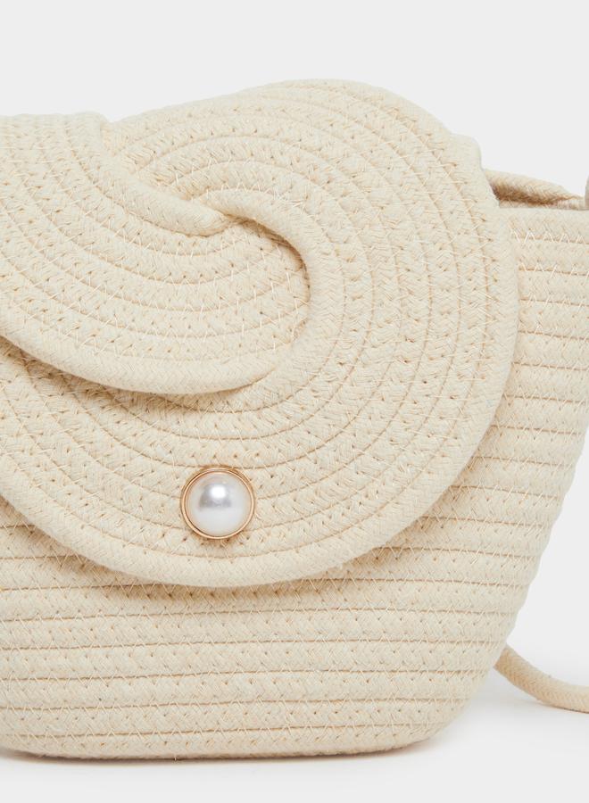Styli Embellished Faux Pearl Crossbody Bag - Image 3