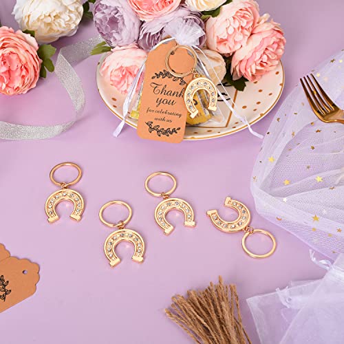 Winocbxt 50pcs Lucky Horseshoe Keychain/Keyring for Baby Shower,Wedding or Bridal Shower Party Favors,Gift,Souvenirs to Guests Bulk with Thank Tags and Gift Bags (horseshoe) - Image 4