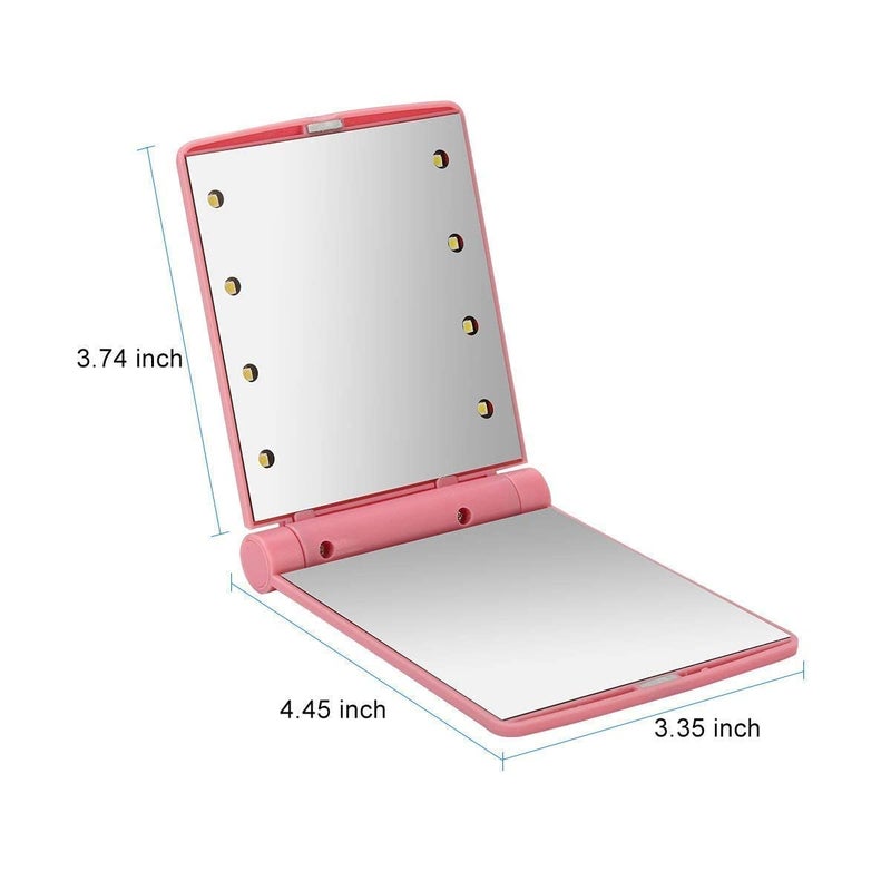 SHOPOLIFE Portable Folding Makeup Mirror with LED Lights for Girls Women at Home Travel 1 Pc Multicolor  - Image 2