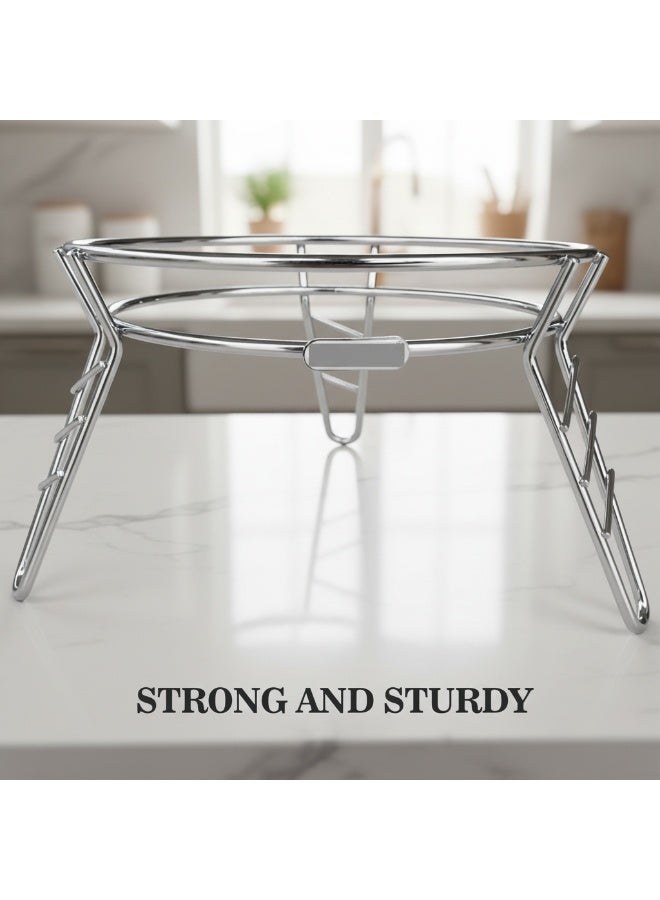 Dunekart Fancy Water Pot and Matka Stand Stainless Steel Pot Stand Kitchen Rack Chrome Plated Plant Pot Stand - Image 5