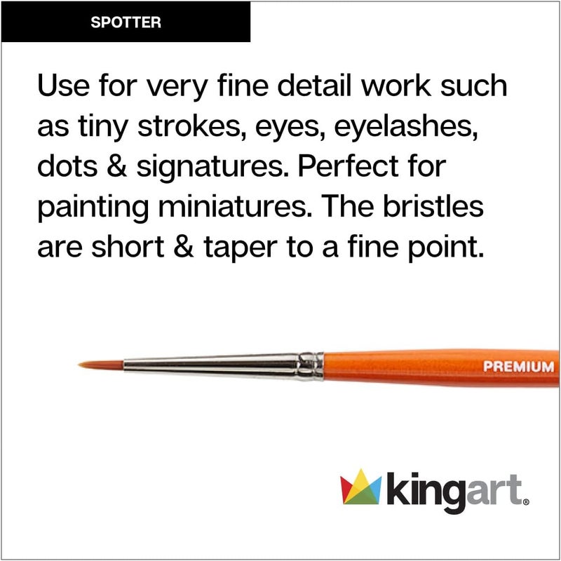 KINGART Premium Radiant 6650-0 Spotter Series Artist Brush, Synthetic Taklon Hair, Short Handle, for Acrylic, Oil and Watercolor Painting, Size 0 - Image 3