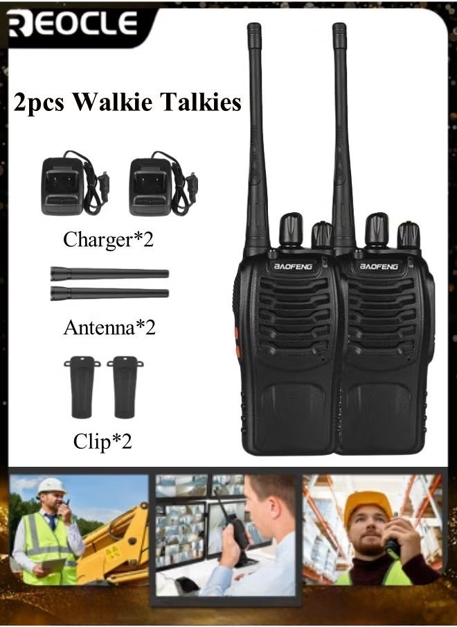 REOCLE 2PCS Walkie Talkies Rechargeable Hands Free Intercom Radio with LED Torch Long Range Communicator ﻿  - Image 1