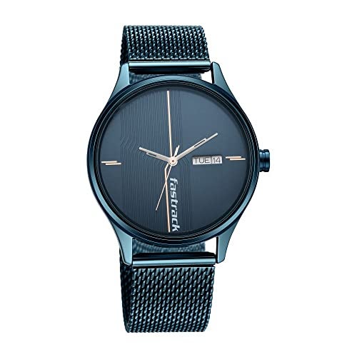 Fastrack Style Up Quartz Analog with Day & Date Blue Dial Blue Stainless Steel Strap Watch for Guys - NS3247QM01 - Image 2
