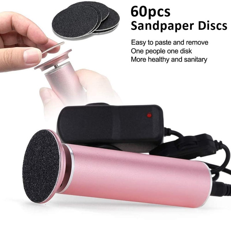 I·B·N G Electric Foot Callus Remover (Speed Adjustable) with 60pcs Sandpaper Disk, Professional Electric Foot File Pedicure Tool Foot Sander for Feet Dead Skin (Upgraded FCR-1 Pink) - Image 3