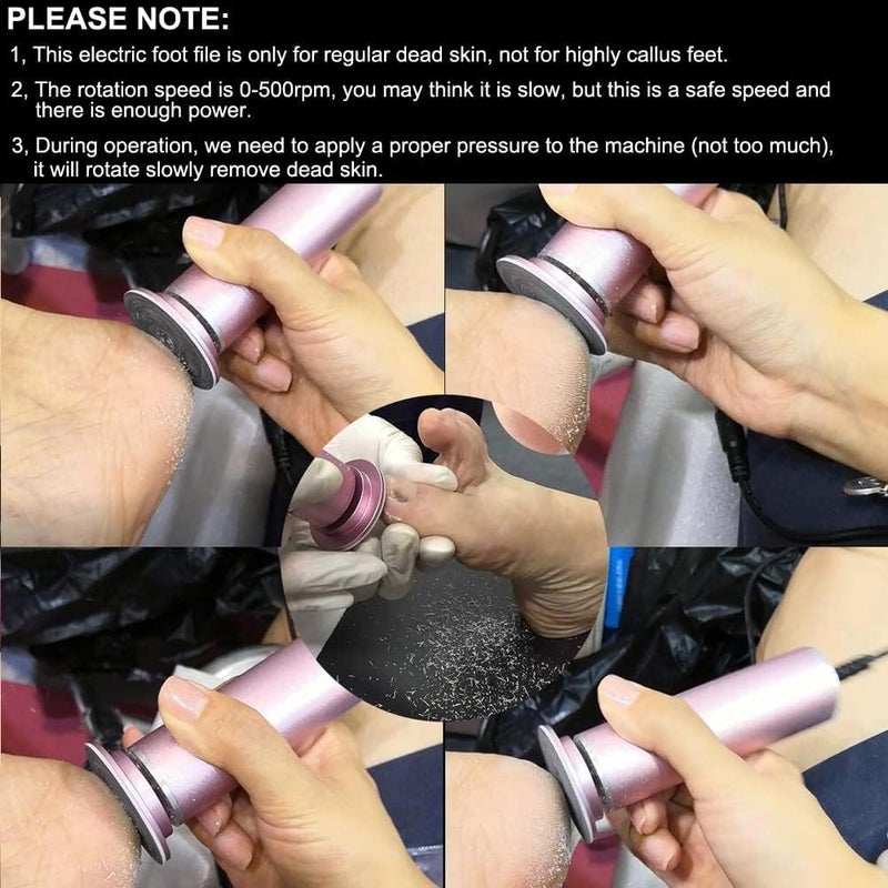 I·B·N G Electric Foot Callus Remover (Speed Adjustable) with 60pcs Sandpaper Disk, Professional Electric Foot File Pedicure Tool Foot Sander for Feet Dead Skin (Upgraded FCR-1 Pink) - Image 4