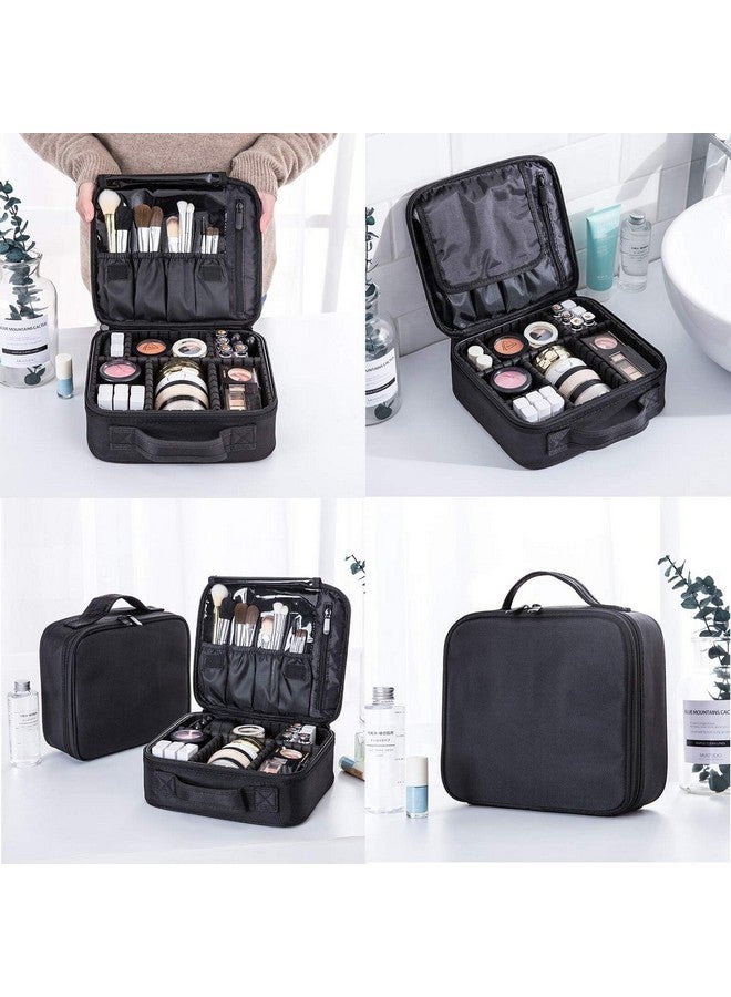 RGkJAS Makeup Travel Case with Adjustable Dividers, Portable Waterproof Cosmetic Organizer for Women, Vanity Bag for Makeup Brushes, Toiletries, Jewelry, Travel Accessories Storage (Black) - Image 5