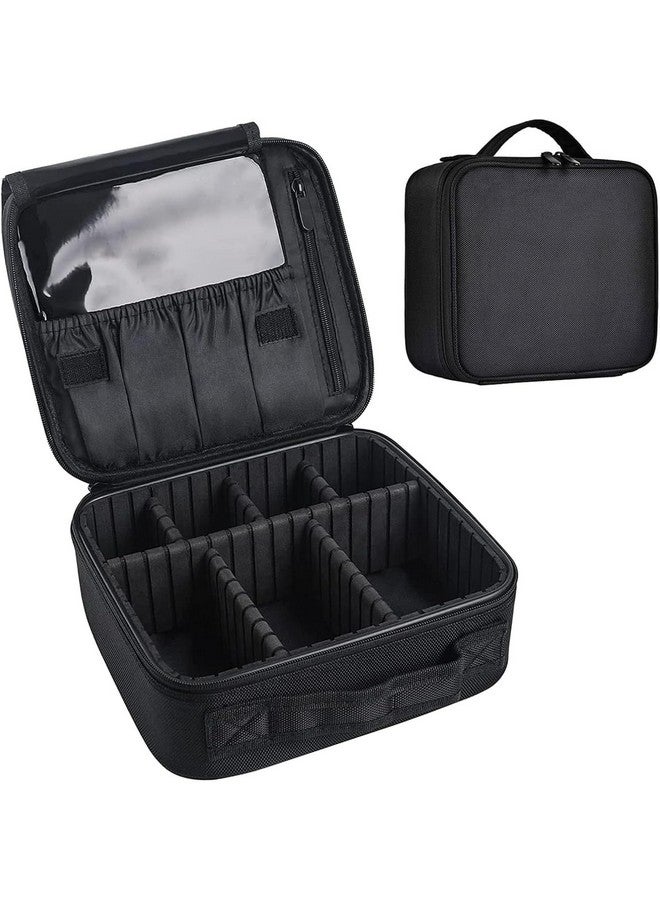 RGkJAS Makeup Travel Case with Adjustable Dividers, Portable Waterproof Cosmetic Organizer for Women, Vanity Bag for Makeup Brushes, Toiletries, Jewelry, Travel Accessories Storage (Black) - Image 1