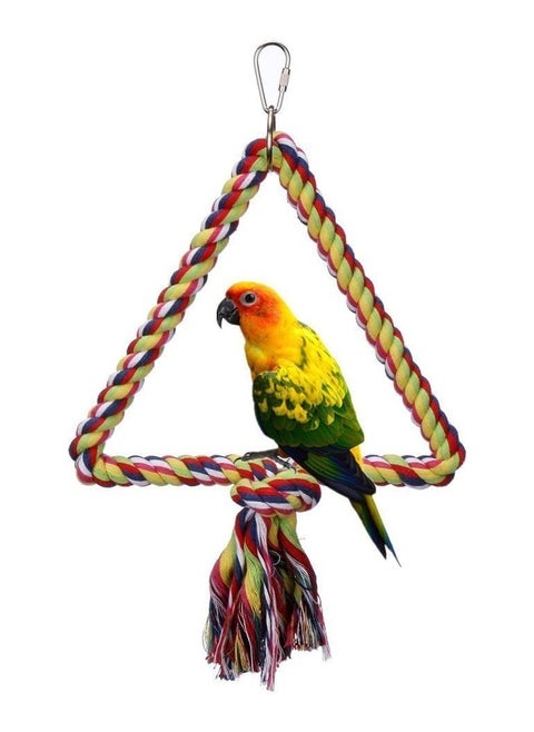 Bird Toys, Flying Ladder Multi-colored cotton swing Budgie Toys Parrot Bird Swing (triangle)