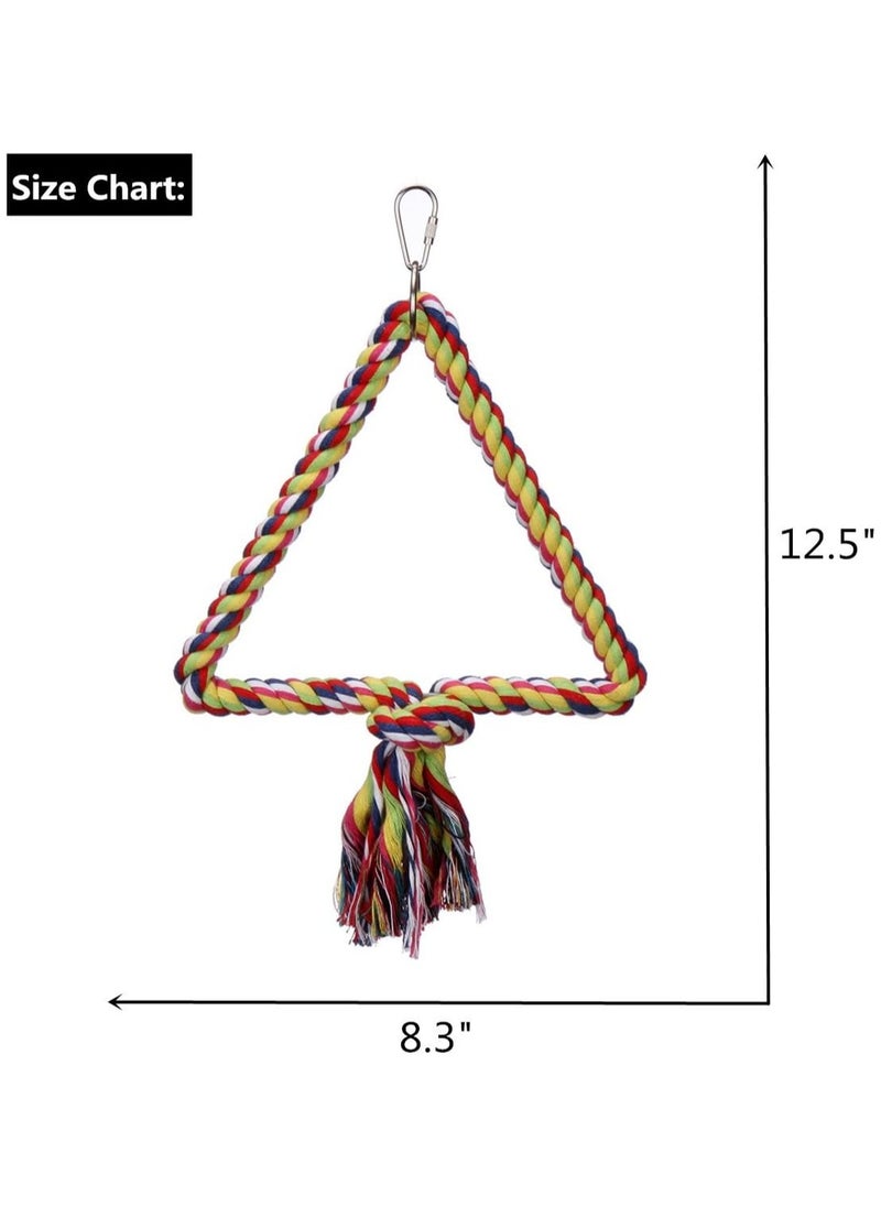 SYOSI - Bird Toys, Flying Ladder Multi-colored cotton swing Budgie Toys Parrot Bird Swing (triangle) - Image 1