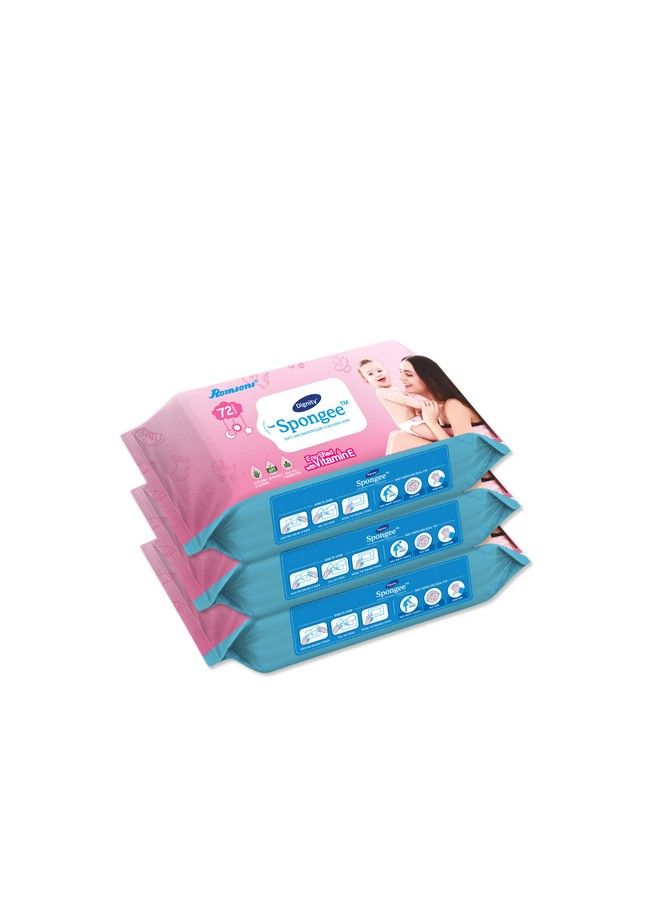 dignity Sponge Baby Wet Wipes 150 X 200 Mm 72 Wipes Pack (White Pack Of 3 216 Wipes) - Image 1