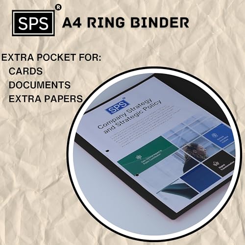 SPS A4 Size 2D Ring Binder File, Office File for Certificates and Documents | for Office and School Documentation, Black - Pack of 4 - Image 3